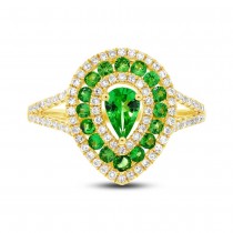 0.37ct Diamond & 0.81ct Green Garnet 14k Yellow Gold Ring