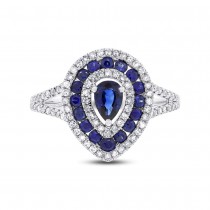 0.37ct Diamond & 0.93ct Blue Sapphire 14k White Gold Ring