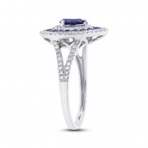 0.37ct Diamond & 0.93ct Blue Sapphire 14k White Gold Ring