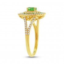 0.37ct Diamond & 0.82ct Green Garnet 14k Yellow Gold Ring