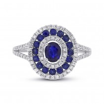 0.35ct Diamond & 0.89ct Blue Sapphire 14k White Gold Ring