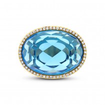 0.17ct Diamond & 12.39ct Blue Topaz 14k Yellow Gold Ring