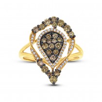 0.93ct 14k Yellow Gold White & Champagne Diamond Ring