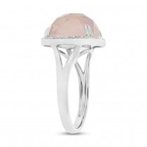 0.11ct Diamond & 7.37ct Rose Quartz 14k White Gold Ring