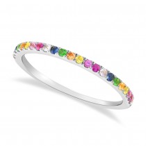 Diamond & Multi-Colored Gemstone Pave Ring in 14K White Gold (0.28ct)