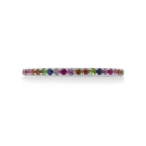 Diamond & Multi-Colored Gemstone Pave Ring in 14K White Gold (0.28ct)
