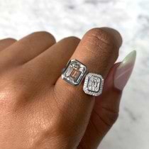 Diamond & White Topaz Toi Et Moi Baguette Ring 14K White Gold (2.23ct)