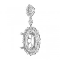 2.77ct 18k White Gold Diamond Semi-mount Pendant Necklace