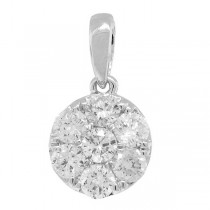 0.47ct 14k White Gold Diamond Cluster Stud Pendant Necklace