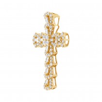 1.28ct 18k Yellow Gold Diamond Cross Pendant Necklace