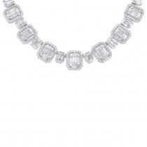7.73ct 18k White Gold Diamond Baguette Necklace