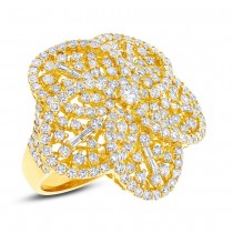 4.18ct 18k Yellow Gold Diamond Flower Ring