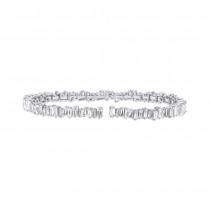 5.48ct 14k White Gold Diamond Baguette Bangle Bracelet