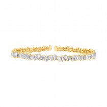 5.48ct 14k Yellow Gold Diamond Baguette Bangle Bracelet
