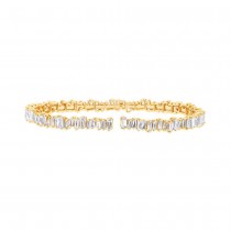 5.48ct 14k Yellow Gold Diamond Baguette Bangle Bracelet