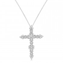 Diamond Cross Pendant Necklace 18k White Gold (1.93ct)