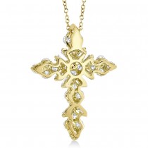 Diamond Baguette Cross Pendant Necklace 14k Yellow Gold (0.60ct)