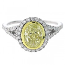 1.69ct 18k Two-tone Gold Oval Shape Natural Fancy Yellow Diamond Ring