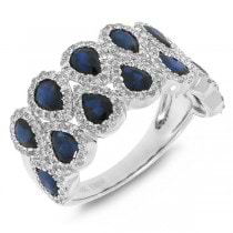 0.77ct Diamond & 2.97ct Blue Sapphire 14k White Gold Ring