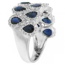 0.77ct Diamond & 2.97ct Blue Sapphire 14k White Gold Ring