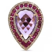 0.60ct Diamond & 8.63ct Amethyst & Pink Sapphire 14k Rose Gold Ring