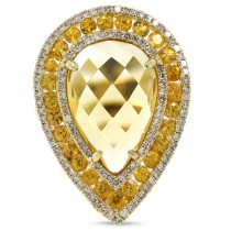 0.60ct Diamond & 9.17ct Citrine & Yellow Sapphire 14k Yellow Gold Ring