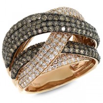 3.63ct 14k Rose Gold White & Champagne Diamond Bridge Ring