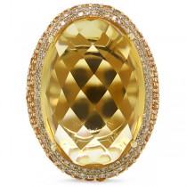 0.59ct Diamond & 32.71ct Citrine & Yellow Sapphire 14k Yellow Gold Ring