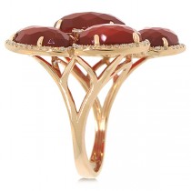 0.39ct Diamond & 17.20ct Red Agate 14k Rose Gold Ring