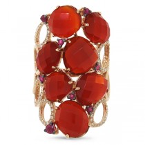 0.29ct Diamond & 13.94ct Red Agate & Ruby 14k Rose Gold Ring