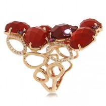0.29ct Diamond & 13.94ct Red Agate & Ruby 14k Rose Gold Ring