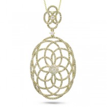 1.46ct 14k Yellow Gold Diamond Lace Pendant Necklace