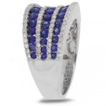0.48ct Diamond & 1.83ct Blue Sapphire 14k White Gold Ring