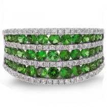 0.48ct Diamond & 1.67ct Green Garnet 14k White Gold Ring