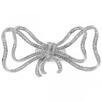 3.15ct 14k White Gold Diamond Ribbon Bow Ring