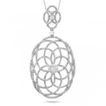 1.46ct 14k White Gold Diamond Lace Pendant Necklace