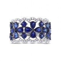 0.36ct Diamond & 3.46ct Blue Sapphire 14k White Gold Ring Size 6.5