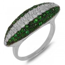 0.57ct Diamond & 1.41ct Green Garnet 14k White Gold Ring