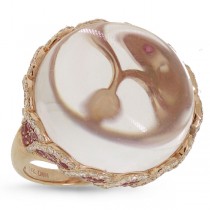 0.86ct Diamond & 37.15ct White Topaz & Pink Sapphire 14k Rose Gold Ring