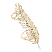 2.65ct 14k Yellow Gold Diamond Feather Ring