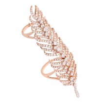 2.65ct 14k Rose Gold Diamond Feather Ring