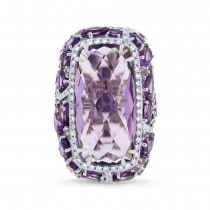 0.56ct Diamond & 20.84ct Amethyst & Purple Sapphire 14k White Gold Ring