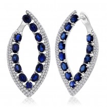 1.13ct Diamond & 6.33ct Blue Sapphire 14k White Gold Earrings