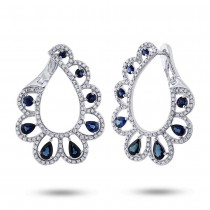 1.18ct Diamond & 2.60ct Blue Sapphire 14k White Gold Earrings