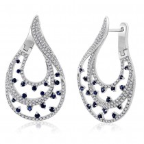 1.49ct Diamond & 0.83ct Blue Sapphire 14k White Gold Earrings