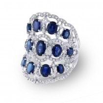 1.04ct Diamond & 4.46ct Blue Sapphire 14k White Gold Ring