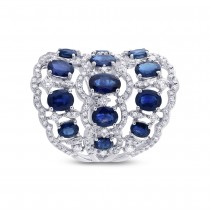 1.04ct Diamond & 4.46ct Blue Sapphire 14k White Gold Ring