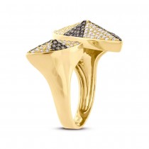 0.88ct 14k Yellow Gold White & Champagne Diamond Lady's Ring