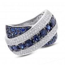 0.57ct Diamond & 2.25ct Blue Sapphire 14k White Gold Ring