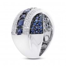 0.57ct Diamond & 2.25ct Blue Sapphire 14k White Gold Ring